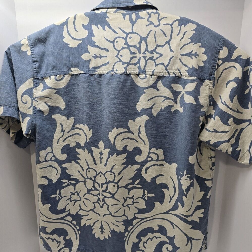 Island Republic Hawaiian Silk Short Sleeve Floral Blue Shirt Men's Size Large - Picture 4 of 6